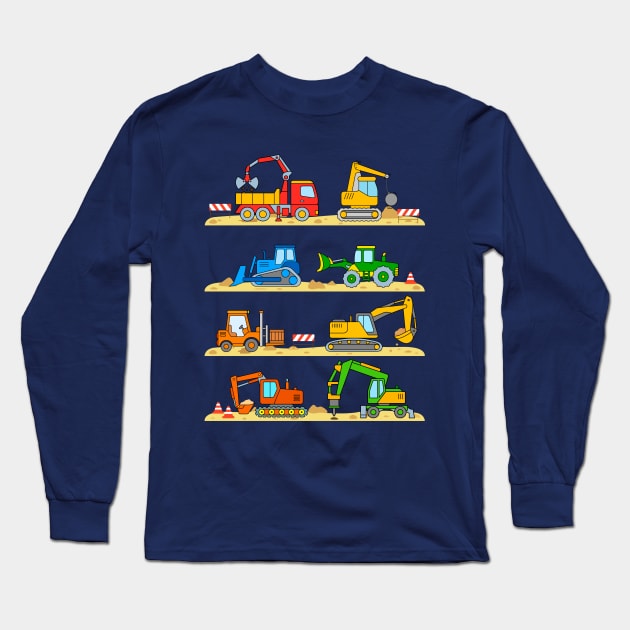 Truck Digger Wrecker Forklift Bulldozer for Kids Long Sleeve T-Shirt by samshirts